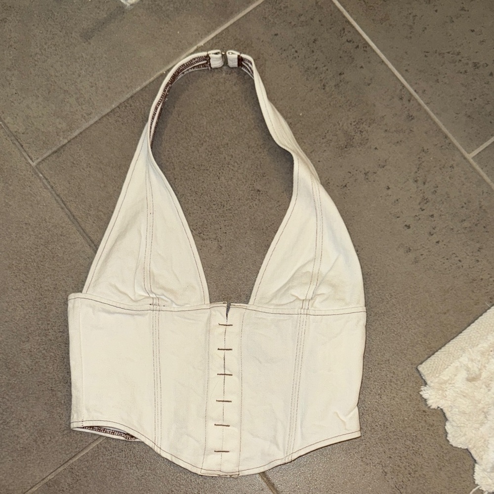 White Jean Halter Top